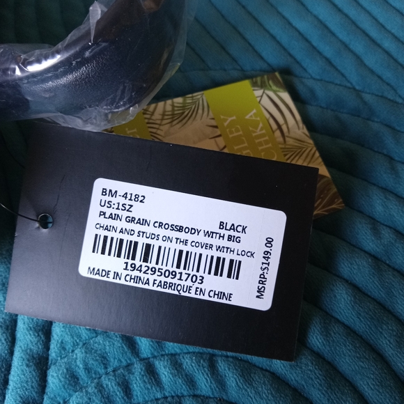 Badgley Mischka Studded Crossbody Handbag Gold Tone Accents NWT - Picture 6 of 8